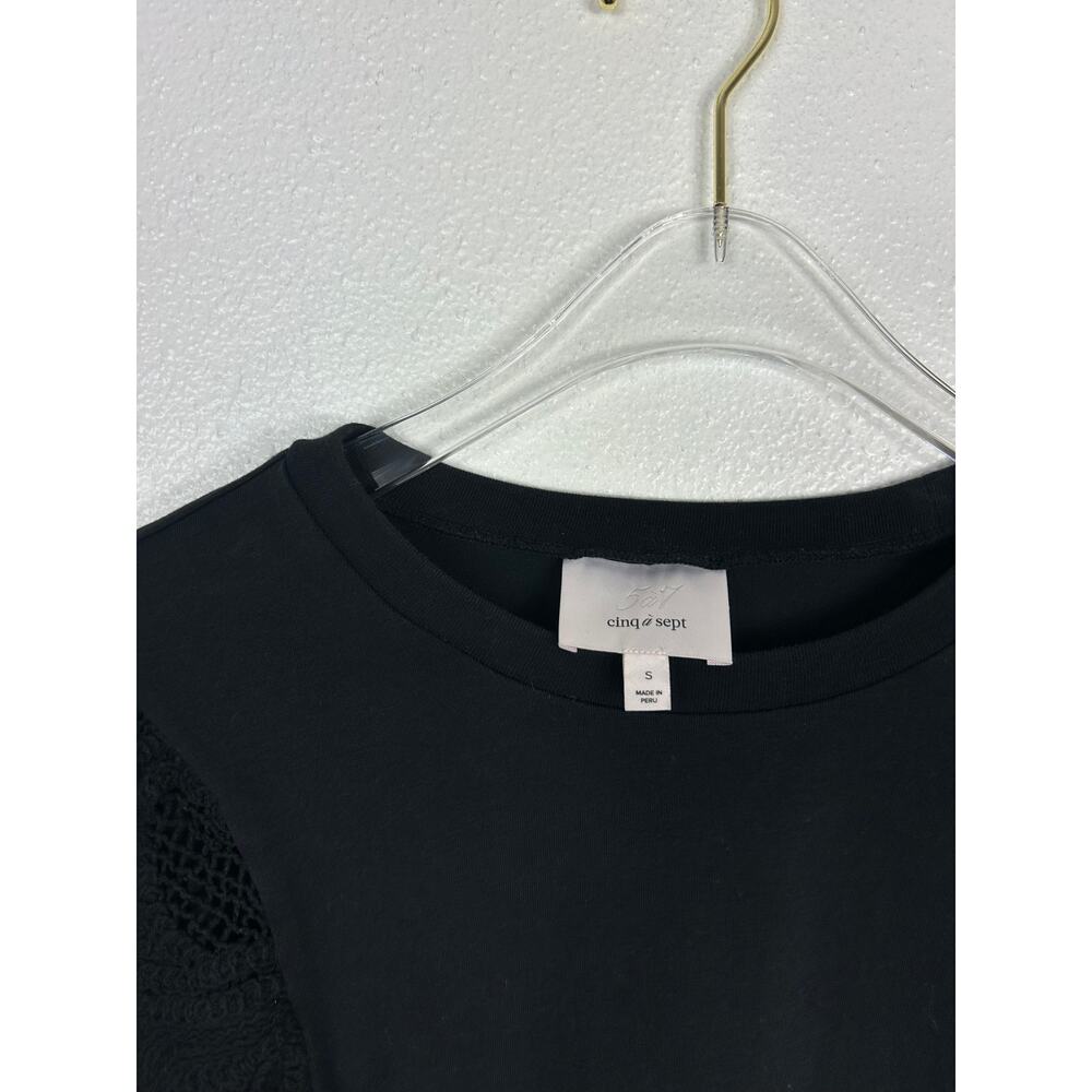 Cinq à Sept Carmine Embroidered Eyelet Top Black Small Feminine Romantic - Picture 6 of 8
